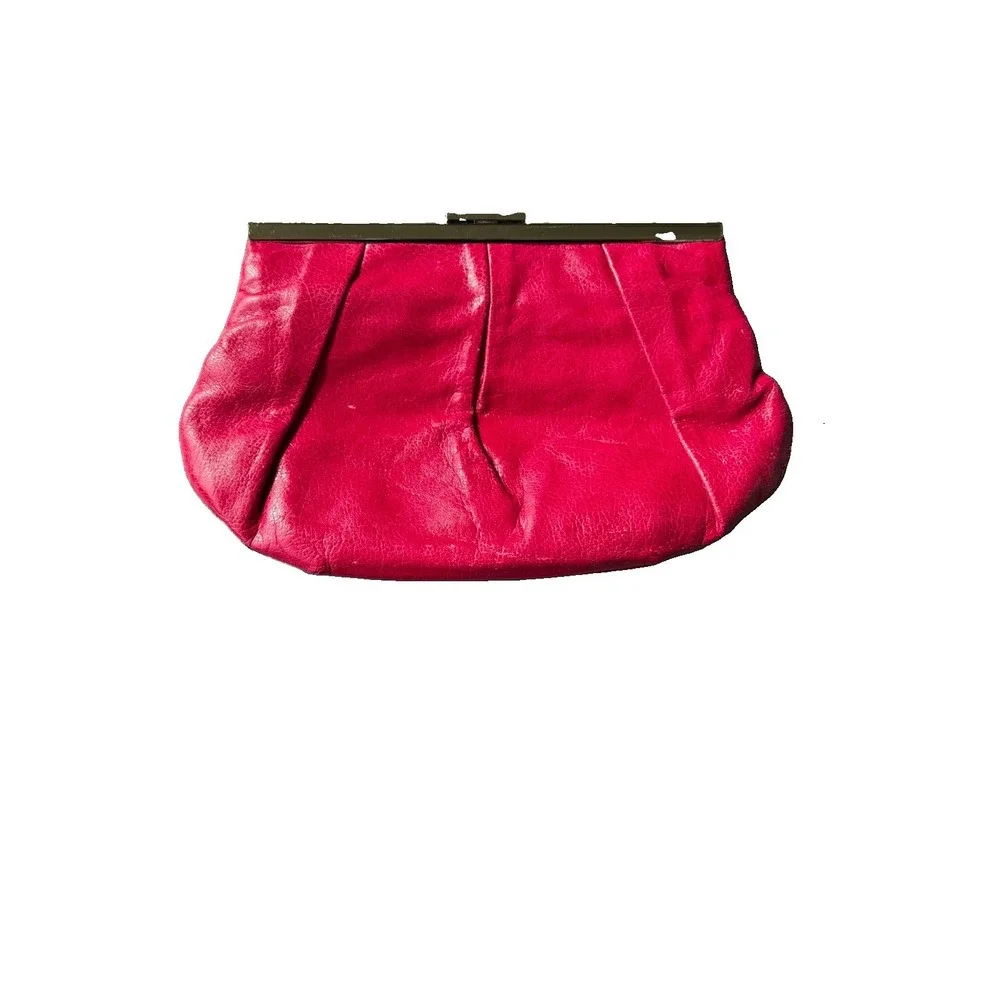 Vintage Banana Republic Y2K Pink 100% Cowhide Leather Clutch  9x6